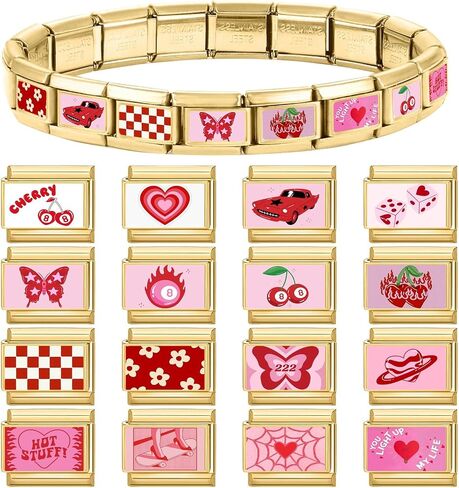 papasgix Custom Italian Charm Bracelet Charms Gold Silver Set 10 Personalized Assorted Italian Charm for Brascelets 9mm Italian Charms Bulk Pack Links Handmade DIY Jewelry Can Add Starter Bracelet Watch in Saudi Arabia