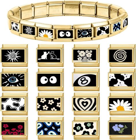 papasgix Custom Italian Charm Bracelet Charms Gold Silver Set 10 Personalized Assorted Italian Charm for Brascelets 9mm Italian Charms Bulk Pack Links Handmade DIY Jewelry Can Add Starter Bracelet Watch in Saudi Arabia