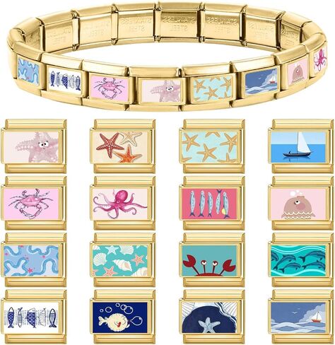 papasgix Custom Italian Charm Bracelet Charms Gold Silver Set 10 Personalized Assorted Italian Charm for Brascelets 9mm Italian Charms Bulk Pack Links Handmade DIY Jewelry Can Add Starter Bracelet Watch in Saudi Arabia