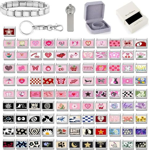 papasgix Custom Italian Charm Bracelet Charms Gold Silver Set 10 Personalized Assorted Italian Charm for Brascelets 9mm Italian Charms Bulk Pack Links Handmade DIY Jewelry Can Add Starter Bracelet Watch in Saudi Arabia