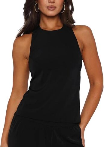 Women Open Back Satin Halter Top Tie Back Silk Camisole Tops Backless Going Out Tops Dressy Casual in Saudi Arabia