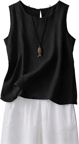 Cotton Linen Tank Tops for Women 2026 Summer Casual Sleeveless Gauze Shirts Loose Flowy Camisole Vacation Clothing in Saudi Arabia