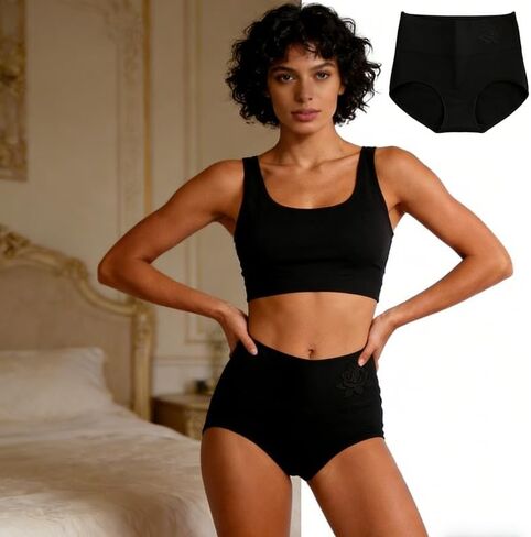 5 Packs Printing High Waisted Underwear Briefs for Women, Full Coverage Stretch Soft Panties, Daily Underpants in Kuwait