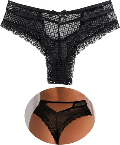 comeondear Women Sexy Lace Thong Plus Size Floral Briefs Panties Lace Cheeky Underwear Sheer Bikini Panties in Saudi Arabia
