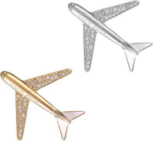 2PCS Airplane Pin,Crystal Rhinestone Airplane Enamel Lapel Pin,Plane Tie Pins Sweater Scarves Hat Coat Suit Accessories Aviator Lover Jewelry Gift in Saudi Arabia