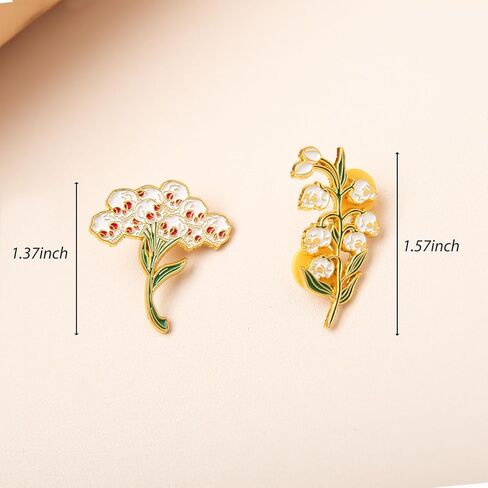 2 Pcs Lily of The Valley Skull Enamel Pin Set – Gothic Flower Skull Lapel Pins, Halloween Skeleton Bloom Brooch, Gift for Men Women in Saudi Arabia