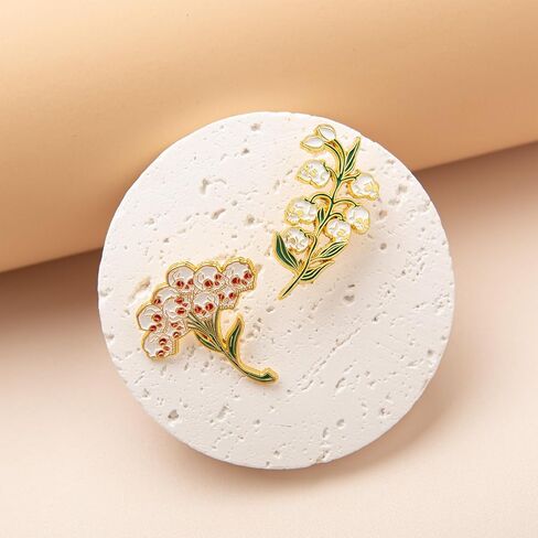 2 Pcs Lily of The Valley Skull Enamel Pin Set – Gothic Flower Skull Lapel Pins, Halloween Skeleton Bloom Brooch, Gift for Men Women in Saudi Arabia