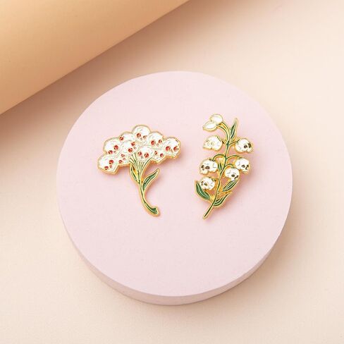 2 Pcs Lily of The Valley Skull Enamel Pin Set – Gothic Flower Skull Lapel Pins, Halloween Skeleton Bloom Brooch, Gift for Men Women in Saudi Arabia