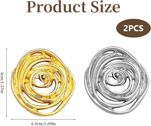 2pcs Elegant Spiral Brooch Unique Silver Tone Pin Vintage Gold Finish Lapel Badge Women Geometric Swirl Large Dress Accessories Chic Sweater Statement Piece in Saudi Arabia