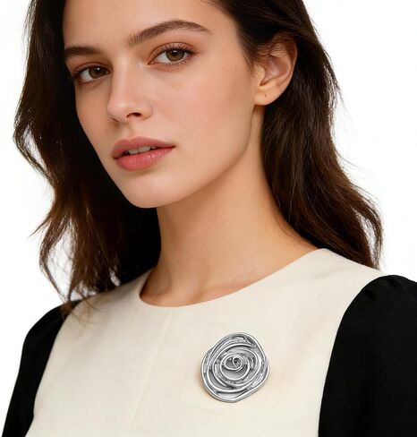 2pcs Elegant Spiral Brooch Unique Silver Tone Pin Vintage Gold Finish Lapel Badge Women Geometric Swirl Large Dress Accessories Chic Sweater Statement Piece in Saudi Arabia
