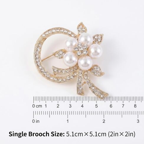 4 Pcs Brooches and Pins for Women Gold Flower Brooch Set Crystal Pearl Brooch Pins Ladies Vintage Rhinestone Jewelry Accessory Coats Dresses in Saudi Arabia