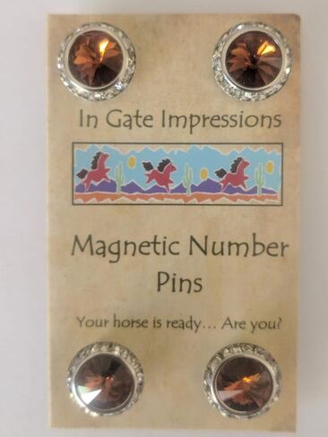 Smoked Topaz Magnetic Number pins Horse Show Number Magnet Holder Rivoli Crystals in Saudi Arabia
