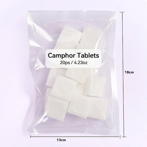 Natural Camphor Tablets, 96% Pure Plant Extract, White Camphor Chunks, 5.3 oz, for Aromatherapy and Meditation (Camphor (20ps) 122g) in Saudi Arabia