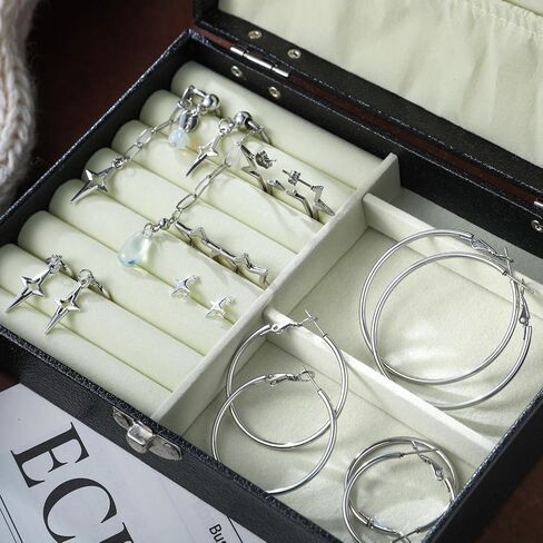 8 Pairs Hoop Earrings Set for Women Men Y2K Star Gothic Goth Punk Rock Silver Earrings Huggie Jewelry Gift for Girls in Saudi Arabia