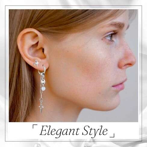 8 Pairs Hoop Earrings Set for Women Men Y2K Star Gothic Goth Punk Rock Silver Earrings Huggie Jewelry Gift for Girls in Saudi Arabia