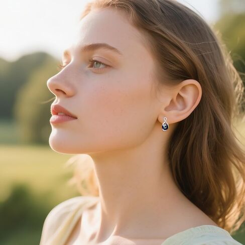 Sterling Silver 7-8MM Black Pearl Drop Earring Stud for Her, s925 Silver Black Tahitian Pearl Infinity Drop Earrings with Lab Created Diamond for Women Ladies Mothers Day Anniversary in Saudi Arabia
