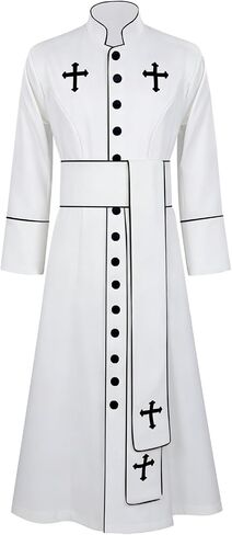 Men Gothic Priest Costume Clergy Robe Medieval Cassock Minister Coat Halloween Outfits in Saudi Arabia