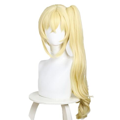 Long Straight Blonde Yellow Wig with Ponytail Anime Cosplay Wigs Heat Resistant Synthetic Hair Replacement Wigs + free cap for Adult Women Cos Anime Game Party Halloween Christmas Costume Comic in Saudi Arabia