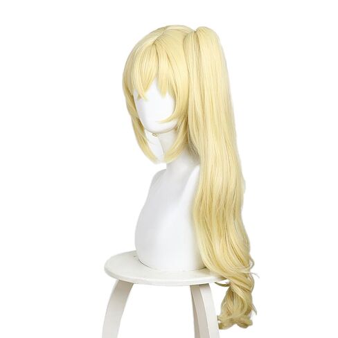 Long Straight Blonde Yellow Wig with Ponytail Anime Cosplay Wigs Heat Resistant Synthetic Hair Replacement Wigs + free cap for Adult Women Cos Anime Game Party Halloween Christmas Costume Comic in Saudi Arabia