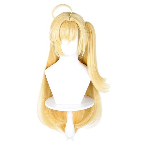 Long Straight Blonde Yellow Wig with Ponytail Anime Cosplay Wigs Heat Resistant Synthetic Hair Replacement Wigs + free cap for Adult Women Cos Anime Game Party Halloween Christmas Costume Comic in Saudi Arabia
