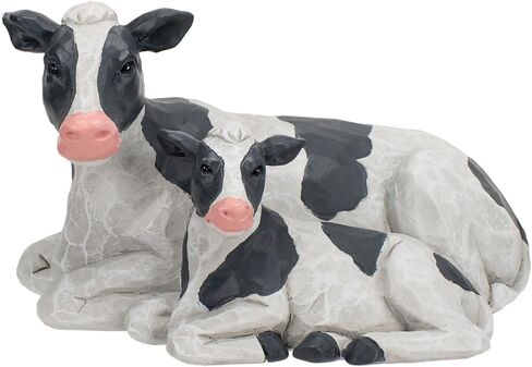 Napco Adorable 6-Inch Mom Cow and Baby Calf Figurine Hand-Painted Resin Farm Animal Statue, Realistic Country Farmhouse Home Décor, Collectible Mother and Baby Cow Sculpture Giftable in Saudi Arabia