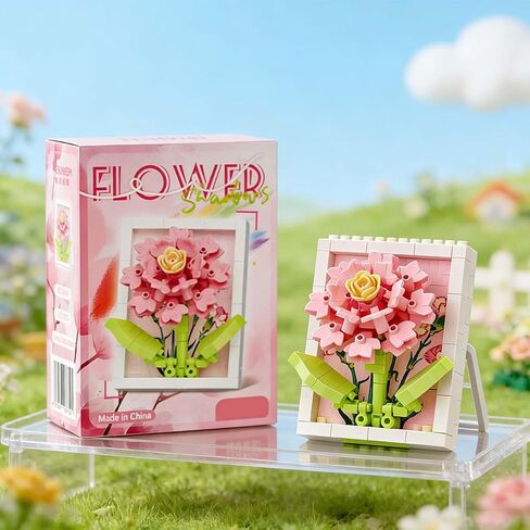 Carnation Decor Figurine, Happy Plant Desk Ornament for Bedroom, Cool Birthday Gifts and Cute Desk Knick Knacks for Home Office Shelf in Kuwait