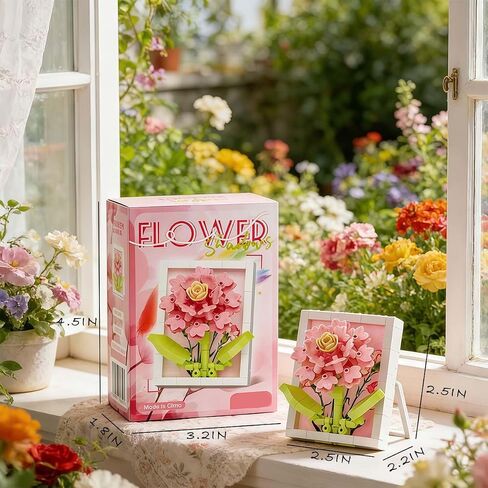 Carnation Decor Figurine, Happy Plant Desk Ornament for Bedroom, Cool Birthday Gifts and Cute Desk Knick Knacks for Home Office Shelf in Kuwait