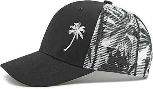 Palm Tree Trucker Hat for Men Women,Embroidered Adjustable Mesh Beach Surf Baseball Caps Snapback Black in Saudi Arabia