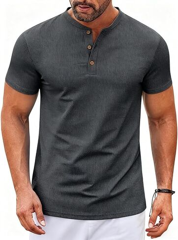 Mens Short Sleeve Polo Shirts Classic Casual Button Polo Tee Lightweight Collared Golf Shirt in Kuwait