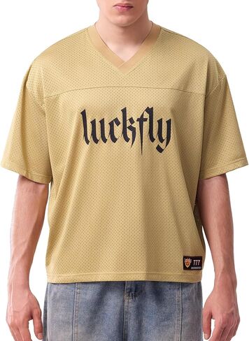 Men's Mesh Baggy Y2K Jersey T-Shirt, Couple Oversized V-Neck Sport Tee Front & Back Logo Print Casual Athletic Top in Kuwait