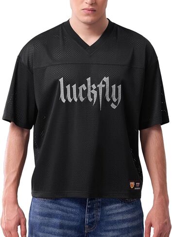 Men's Mesh Baggy Y2K Jersey T-Shirt, Couple Oversized V-Neck Sport Tee Front & Back Logo Print Casual Athletic Top in Kuwait