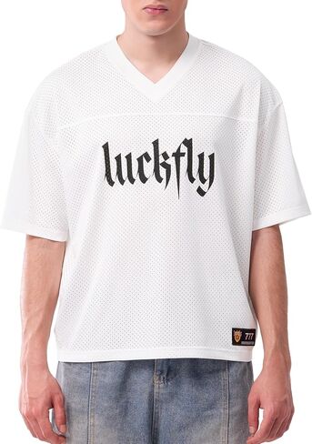 Men's Mesh Baggy Y2K Jersey T-Shirt, Couple Oversized V-Neck Sport Tee Front & Back Logo Print Casual Athletic Top in Kuwait