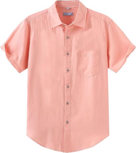COEVALS CLUB Men's Casual Linen Cotton Button Down Spread Collar Short Sleeve Summer Beach Shirts in Saudi Arabia