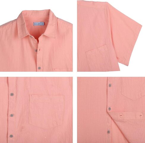 COEVALS CLUB Men's Casual Linen Cotton Button Down Spread Collar Short Sleeve Summer Beach Shirts in Saudi Arabia