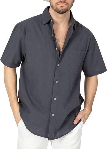 COEVALS CLUB Men's Casual Linen Cotton Button Down Spread Collar Short Sleeve Summer Beach Shirts in Saudi Arabia