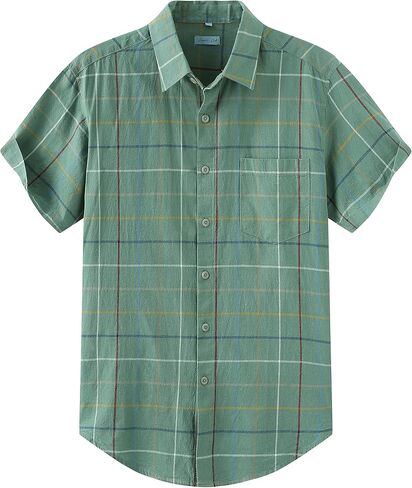 COEVALS CLUB Men's Casual Linen Cotton Button Down Spread Collar Short Sleeve Summer Beach Shirts in Saudi Arabia