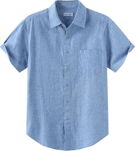 COEVALS CLUB Men's Casual Linen Cotton Button Down Spread Collar Short Sleeve Summer Beach Shirts in Saudi Arabia