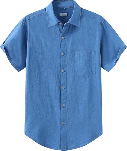 COEVALS CLUB Men's Casual Linen Cotton Button Down Spread Collar Short Sleeve Summer Beach Shirts in Saudi Arabia