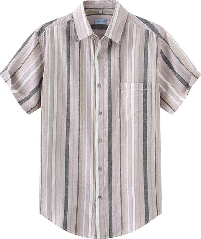 COEVALS CLUB Men's Casual Linen Cotton Button Down Spread Collar Short Sleeve Summer Beach Shirts in Saudi Arabia
