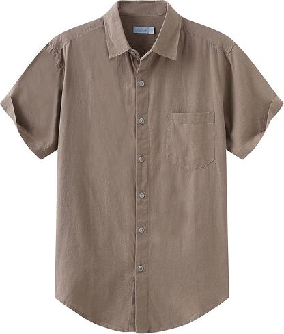 COEVALS CLUB Men's Casual Linen Cotton Button Down Spread Collar Short Sleeve Summer Beach Shirts in Saudi Arabia