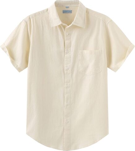 COEVALS CLUB Men's Casual Linen Cotton Button Down Spread Collar Short Sleeve Summer Beach Shirts in Saudi Arabia