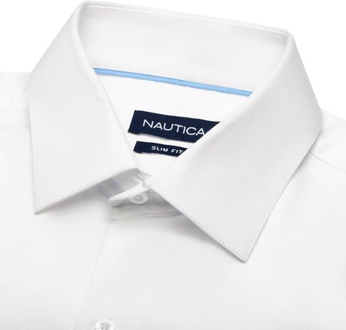 NAUTICA Slim Fit 100% Cotton Mens Dress Shirts Long Sleeve Wrinkle Resistant Formal in Saudi Arabia