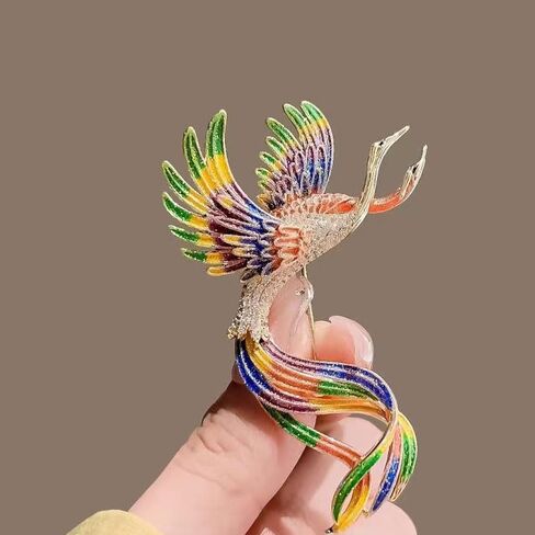 3PC Enamel Phoenix Brooch Pin with Rhinestones, Vintage Luxury Lapel Pin for Men Women, Elegant Suit & Dress Accessory in Saudi Arabia