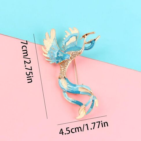 3PC Enamel Phoenix Brooch Pin with Rhinestones, Vintage Luxury Lapel Pin for Men Women, Elegant Suit & Dress Accessory in Saudi Arabia