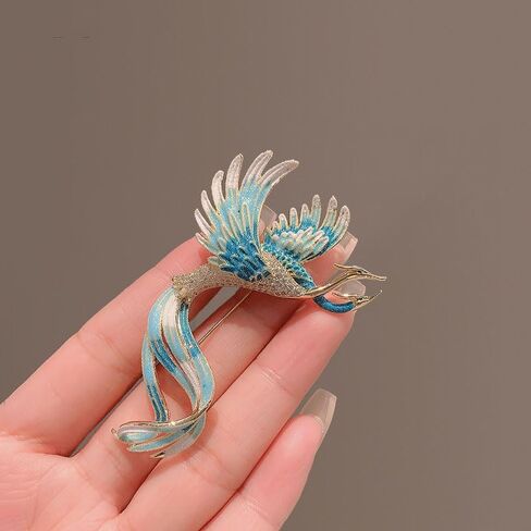 3PC Enamel Phoenix Brooch Pin with Rhinestones, Vintage Luxury Lapel Pin for Men Women, Elegant Suit & Dress Accessory in Saudi Arabia