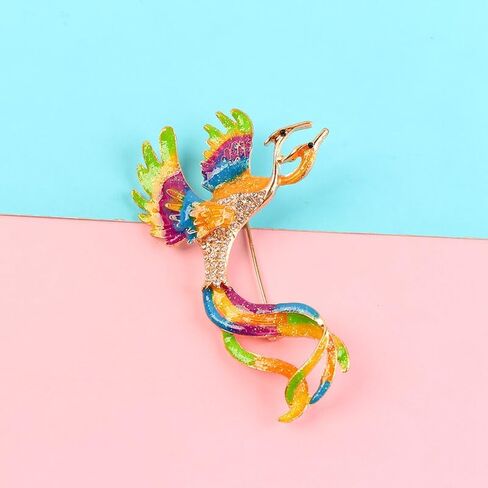 3PC Enamel Phoenix Brooch Pin with Rhinestones, Vintage Luxury Lapel Pin for Men Women, Elegant Suit & Dress Accessory in Saudi Arabia