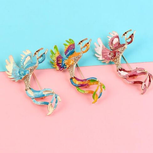 3PC Enamel Phoenix Brooch Pin with Rhinestones, Vintage Luxury Lapel Pin for Men Women, Elegant Suit & Dress Accessory in Saudi Arabia