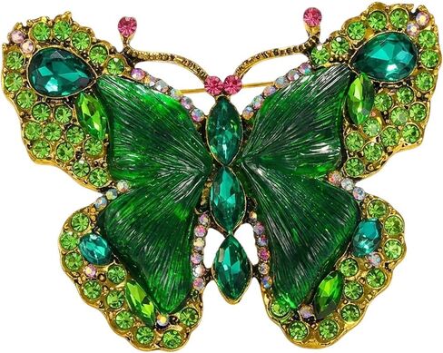 Crystal Rhinestone Butterfly Brooch,Elegant Butterfly Lapel Pins,Fashion Exquisite Crystal Animal Shape Brooches Lapel Pins,Dress Accessories Jewelry Gift for Women Daily Decoration in Saudi Arabia