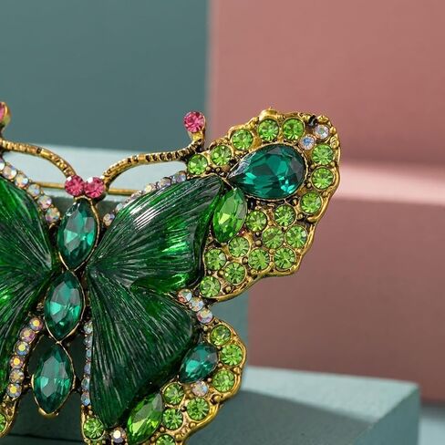 Crystal Rhinestone Butterfly Brooch,Elegant Butterfly Lapel Pins,Fashion Exquisite Crystal Animal Shape Brooches Lapel Pins,Dress Accessories Jewelry Gift for Women Daily Decoration in Saudi Arabia
