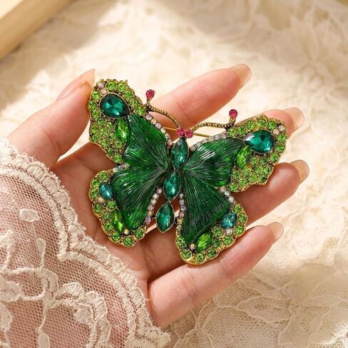 Crystal Rhinestone Butterfly Brooch,Elegant Butterfly Lapel Pins,Fashion Exquisite Crystal Animal Shape Brooches Lapel Pins,Dress Accessories Jewelry Gift for Women Daily Decoration in Saudi Arabia